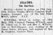 Thomas McGill (Cameron Highlanders)
