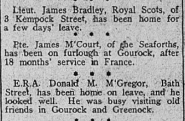 Donald M McGregor on leave