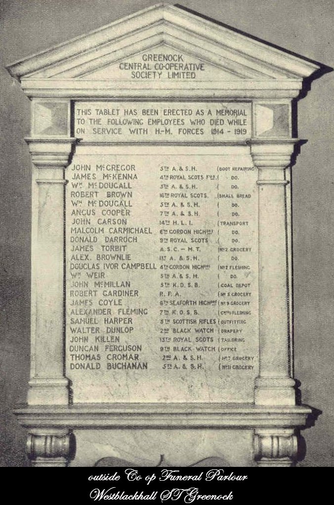 Greenock Cooperative Society War Memorial
